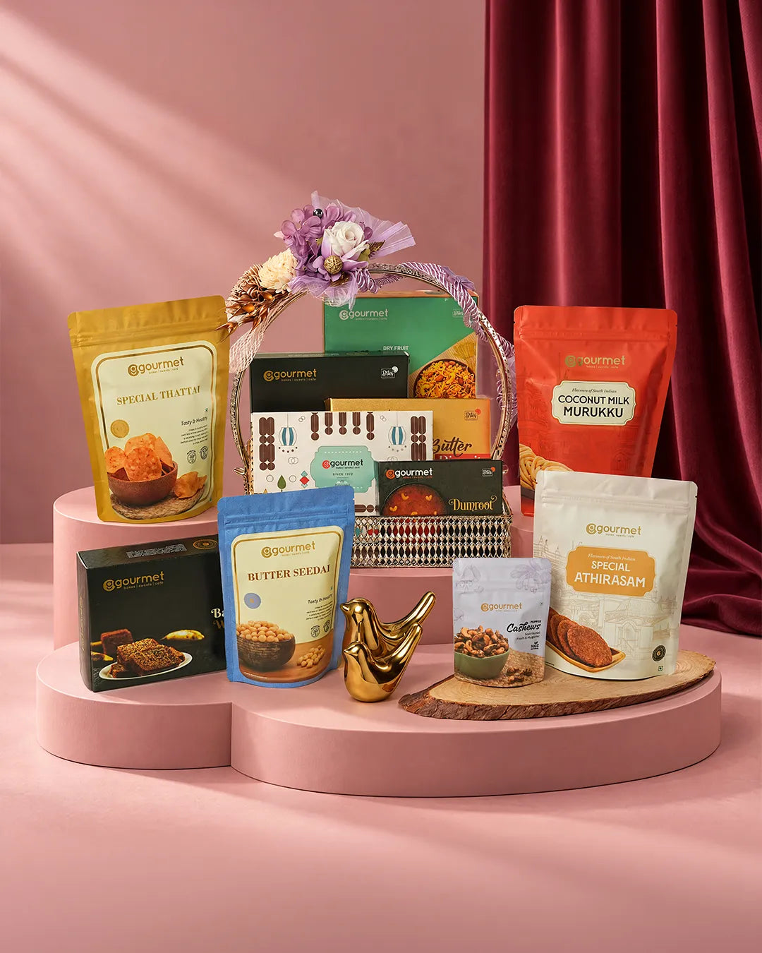 Gift hamper with Special Thattai, Butter Seedai and Coconut Milk Murukku